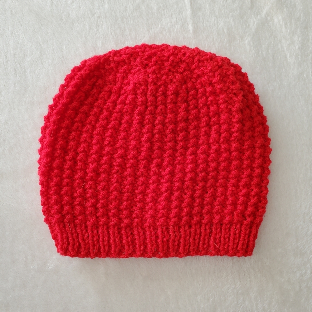 Handmade knit red hat